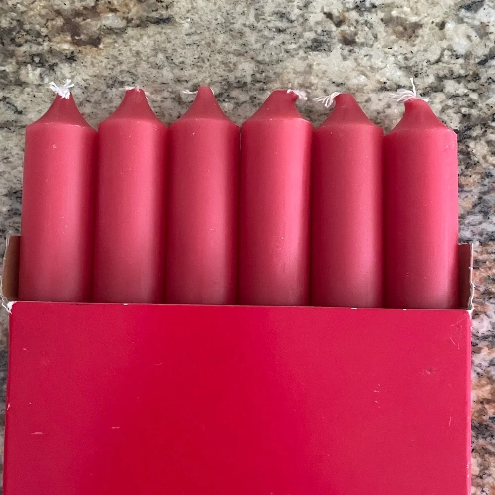 Crate & Barrel Holiday CandleLights Six 10” Red Candles Denmark new in box